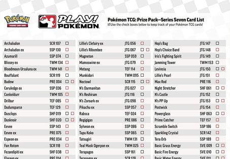 An example image of a Pokémon Trading Card Game card checklist.