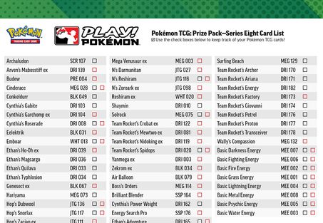 An example image of a Pokémon Trading Card Game card checklist.