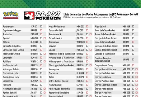 Image d’un exemple de liste de cartes du Jeu de Cartes à Collectionner Pokémon.