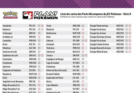 Image d’un exemple de liste de cartes du Jeu de Cartes à Collectionner Pokémon.