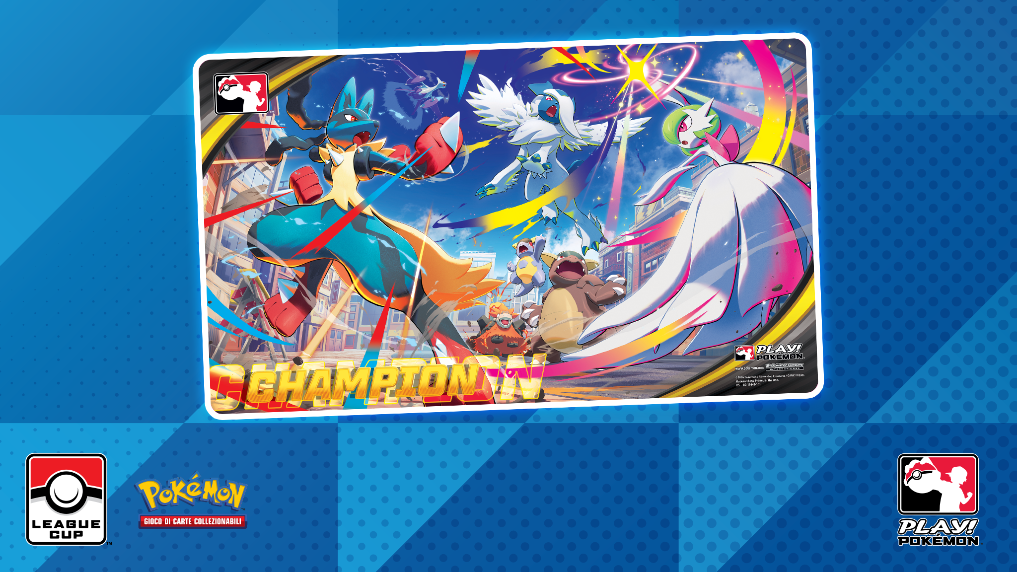 Ad aprile durante le Coppe di lega del GCC Pokémon sarà distribuito un nuovo tabellone di gioco per il campione!