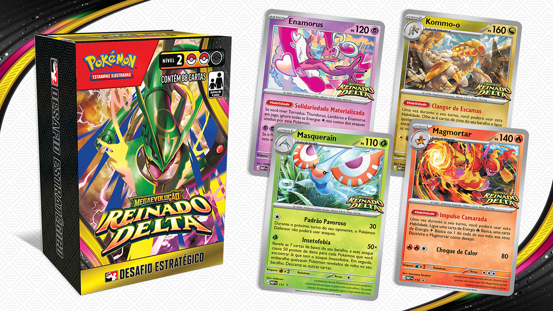 Garanta a sua Coleção Desafio Estratégico de Megaevolução — Reinado Delta do Pokémon Estampas Ilustradas com antecedência