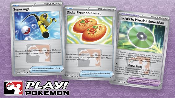 Drei Karten des Pokémon-Sammelkartenspiels.