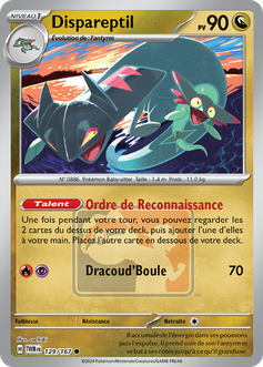 Carte Dispareptil du JCC Pokémon.