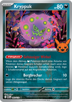 Feiere Pokéween in deinem lokalen Play! Pokémon Store und erhalte ein Trick or Trade BOOster Pack und eine Promokarte mit Kryppuk.