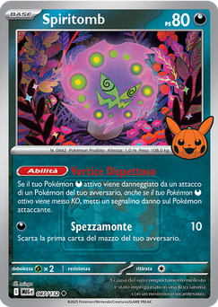 Festeggia Pokéween presso un Play! Pokémon Store nella tua zona e ricevi una busta “Trick or Trade” nonché una carta promozionale di Spiritomb.