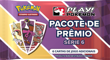 Embalagens de Pacote de Prêmio Play! Pokémon e cartas do Pokémon Estampas Ilustradas.