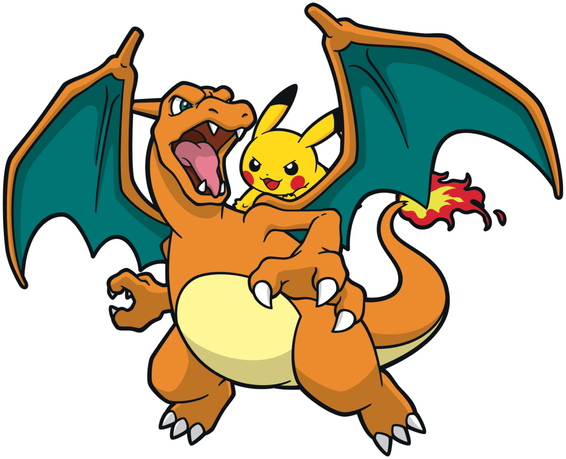 Pikachu and Charizard