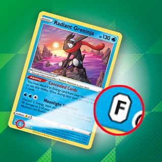 A Pokémon TCG card with the regulation mark highlighted.