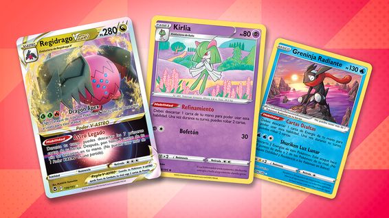 Tres cartas superpuestas.