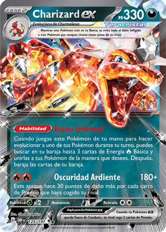 La carta de Charizard ex de JCC Pokémon.