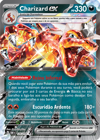 Carta de Charizard ex do Pokémon Estampas Ilustradas.