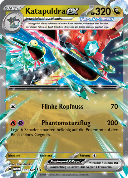 Pokémon-Sammelkartenspiel-Karte: Katapuldra-ex.